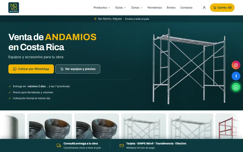 Portada del sitio web de Grupo Novo