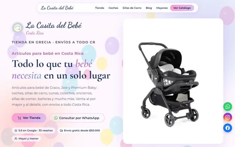 Portada del sitio web de La Casita del Bebé