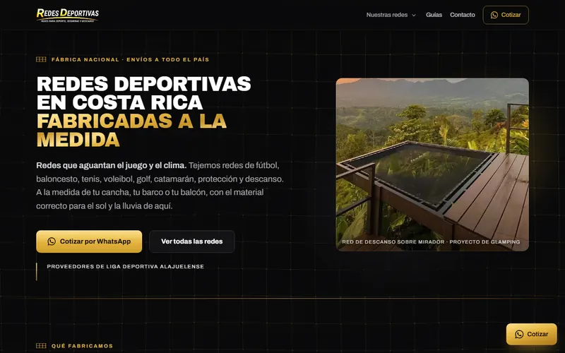 Portada del sitio web de Redes Deportivas CR